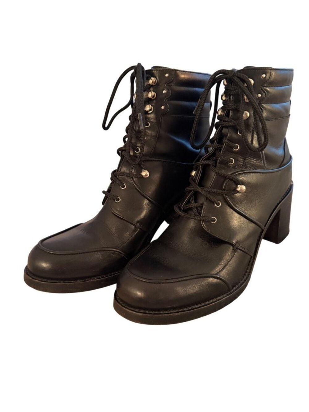 Tabitha Simmons Leo Womens Lace Up Moto Ankle Boots Size 8.5 Black Leather Italy
